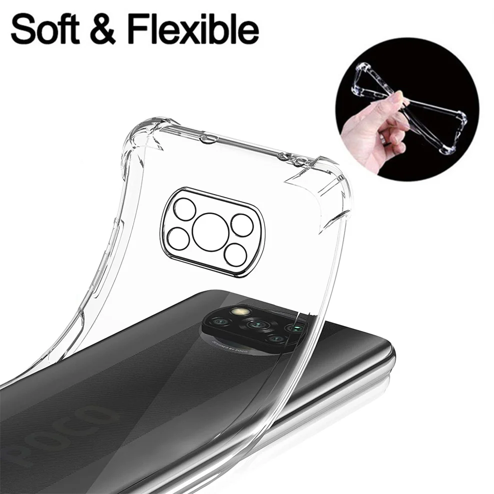 Poco X3 Pocox3 Case Airbag Clear Shockproof Soft Case For Xiaomi Poco X3 X4 Pro 5G Poco X 3 Pro Pocox3 Pro Silicone Case Cover