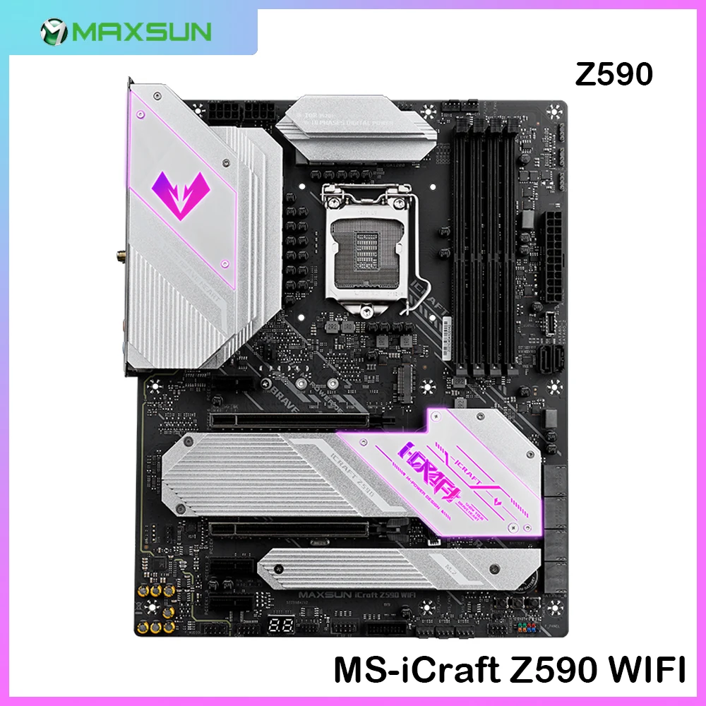 

MS-iCraft Z590 WIFI оригинальный MAXSUN настольный компьютер ATX материнская плата Z590 поддержка 10/11 поколения Core LGA1200 идеальный тест