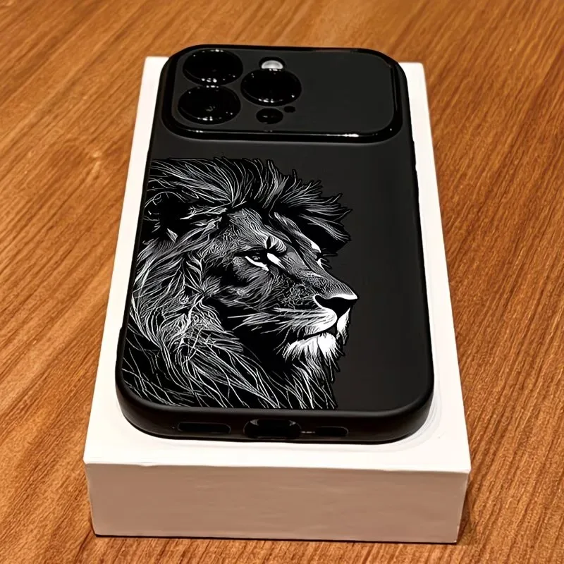 Фото Чехол для телефона с рисунком черного льва для iPhone 17 16 15 14 13 12 11 Pro Max 16Plus X XS XR, противоударный, матовый, из мягкого силикона, с бампером №5
