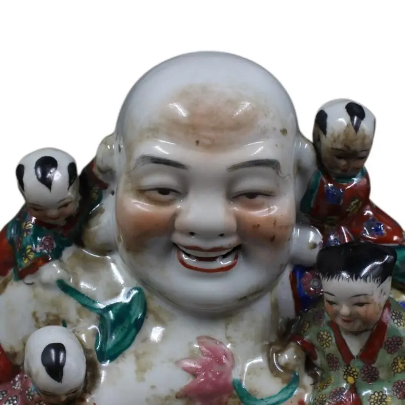 Фото Рельефная статуя Будды Республики Китай Pastel Wuzi Dengke Maitreya, старинные товары, старинное украшение №2