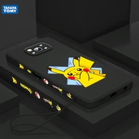 anime pikachu for xiaomi poco x3 nfc f3 gt m4 m3 m2 pro c3 x2 11 ultra silicone liquid left rope phone case cover fundas coque
