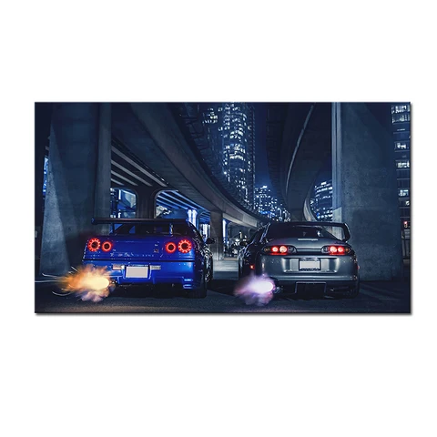 Настенная живопись Race GTR R34 VS Supra  WJWANG