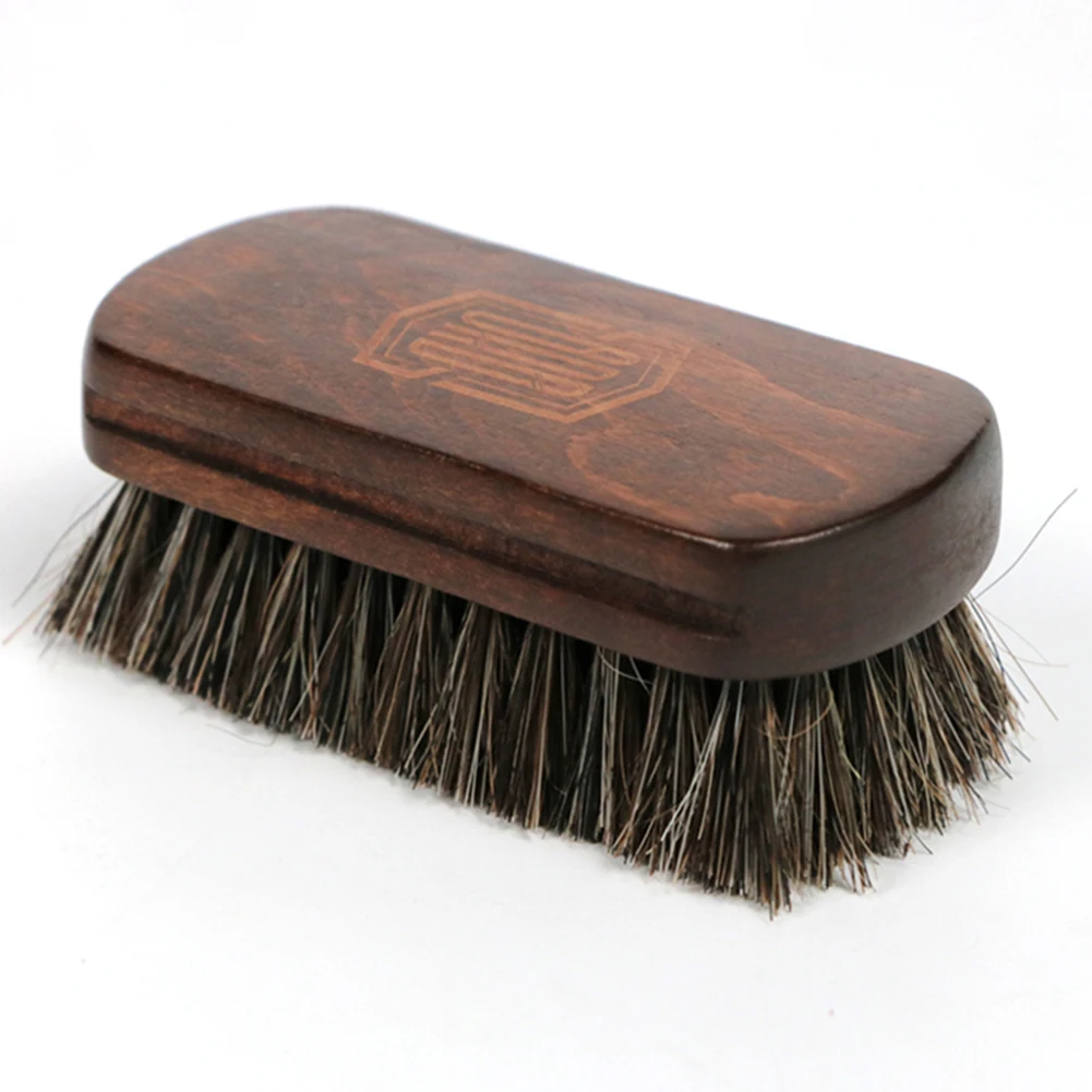 

Shine Polishing Brush Auto Wash Car Interior Leather Textile Cleaning Brush with Horsehair Bristle Wood Handle