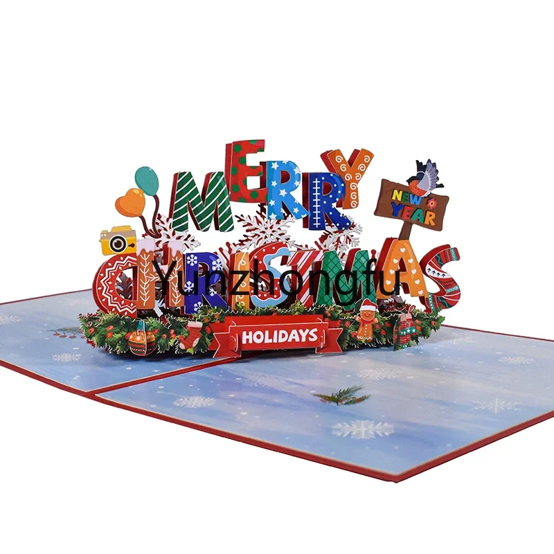 

2023 Новая Рождественская поздравительная открытка 3D трехмерное творчество ручная работа свежий праздник благословение открытка подарок с логотипом