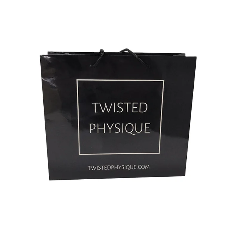 

Оптовая продажа, Пользовательский логотип для покупок, художественная бумага с черной печатью, глянцевый бумажный пакет с ручкой