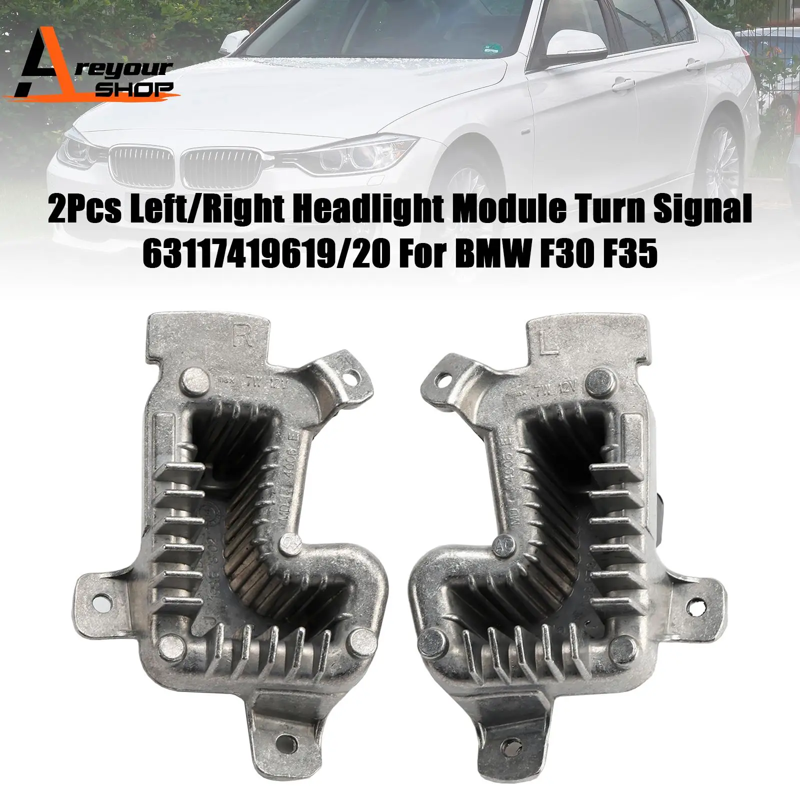 Фото Areyourshop 2 шт. модуль левой и правой фары указатель поворота 63117419619/20 для BMW F30 F35 №1