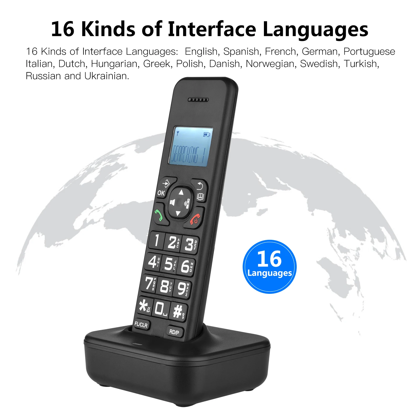 cordless phone answering machine caller idcall waiting rechargeable batteries support 16 languages for office home conference free global shipping