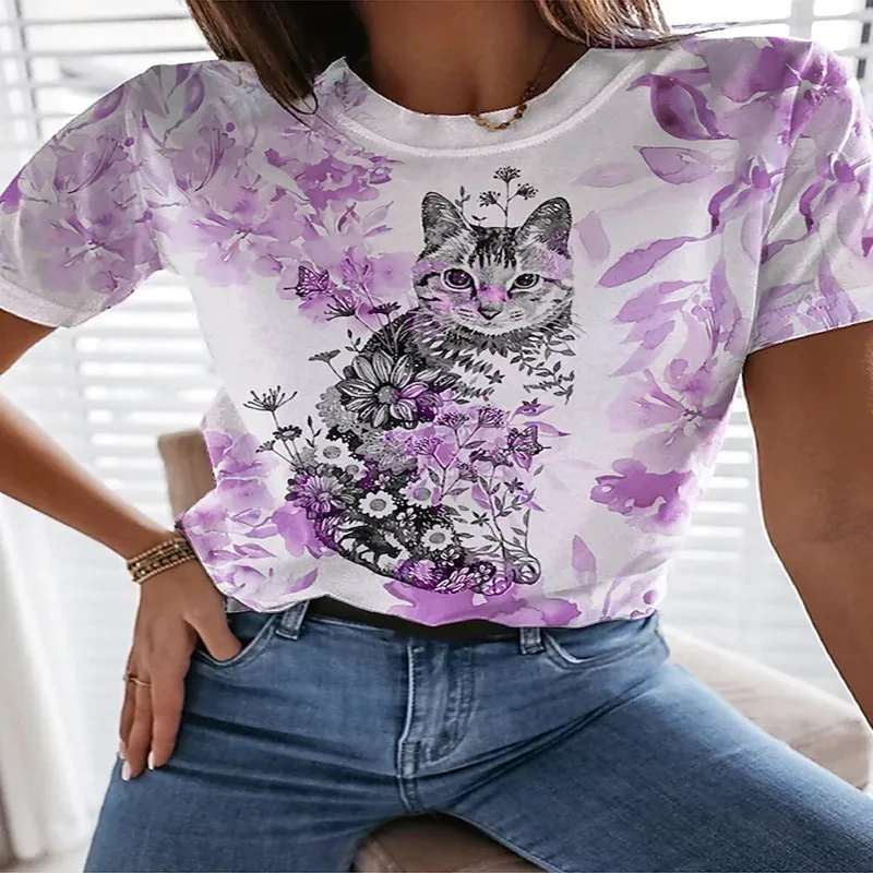 

Summer Women's Shirts 2022Woman T-shirts 3D Printing Pink Clothes Women's T-shirts Hit 2022 Cheap And Pretty Blouses