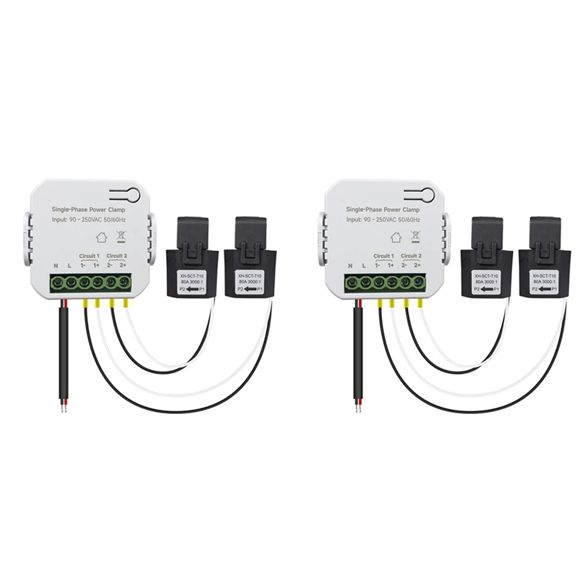 

2X Tuya Smart WiFi Energy Meter 80A with Current Transformer Clamp KWh Power Monitor Electricity Statistics 90-250V(2CT)