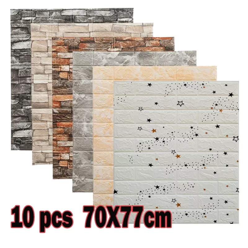 

3D Wall Stickers Self-adhesive Brick Panels Living Room Decoration Bedroom Decor Waterproof Wallpaper Kitchen TV Backdrop Home