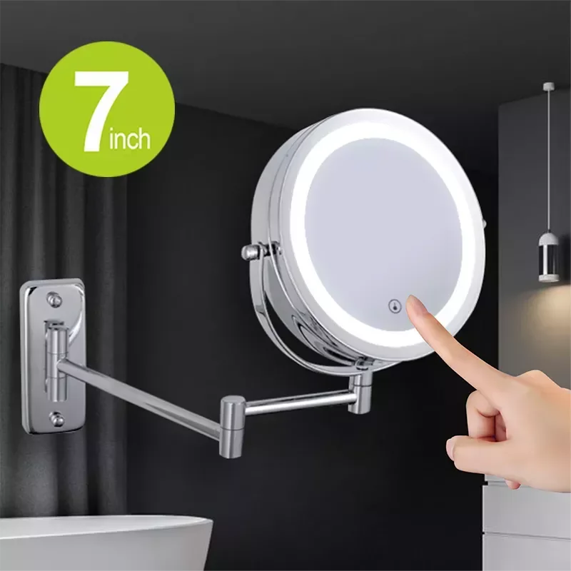 

NEW IN Folding Arm Extend Bathroom Mirror With LED Light 7 Inch Wall Mounted Double Side Smart Cosmetic Makeup Mirrors