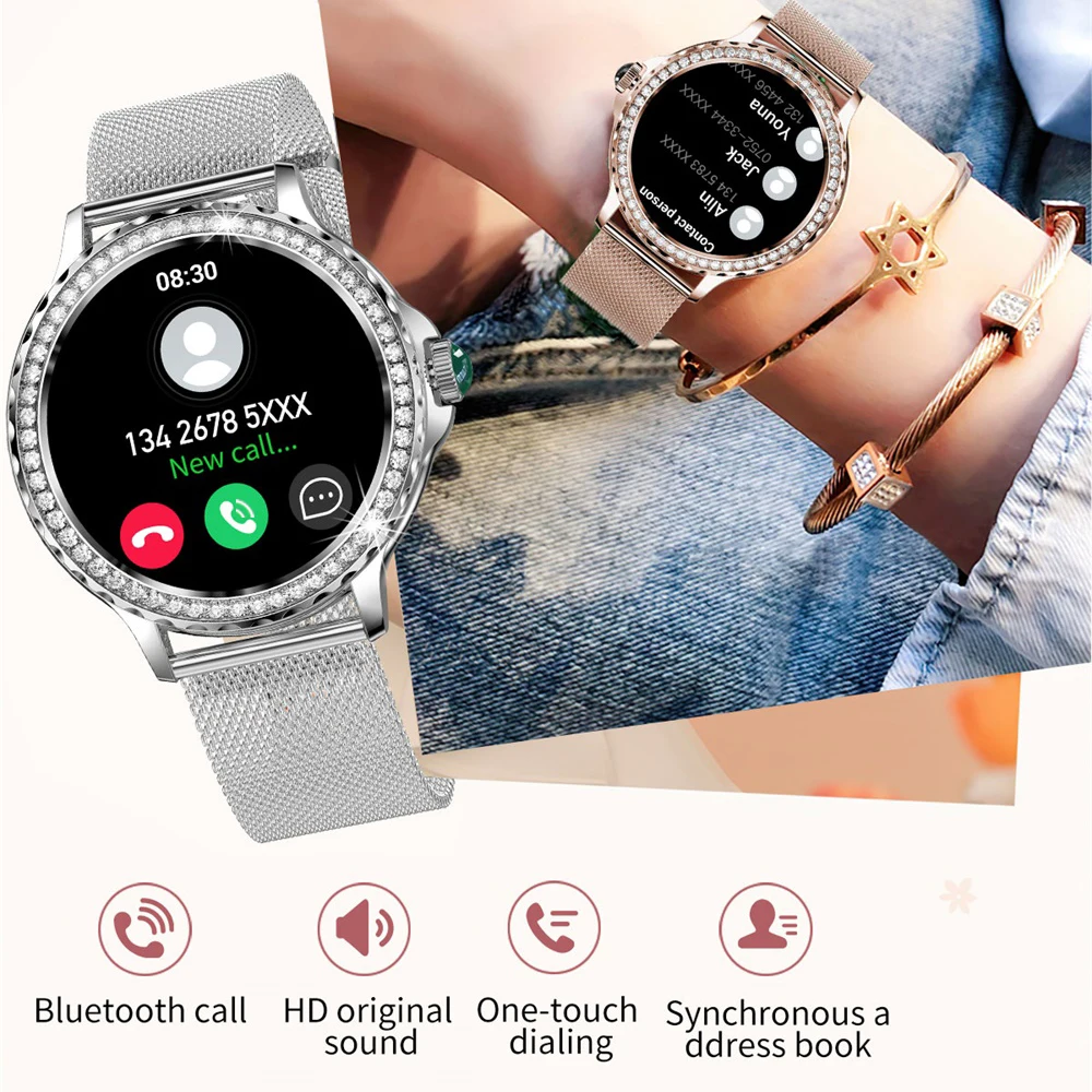 Новая мода 1 3 &quotLady BT Call Смарт-часы с пульсометром Спортивный фитнес-браслет IP68