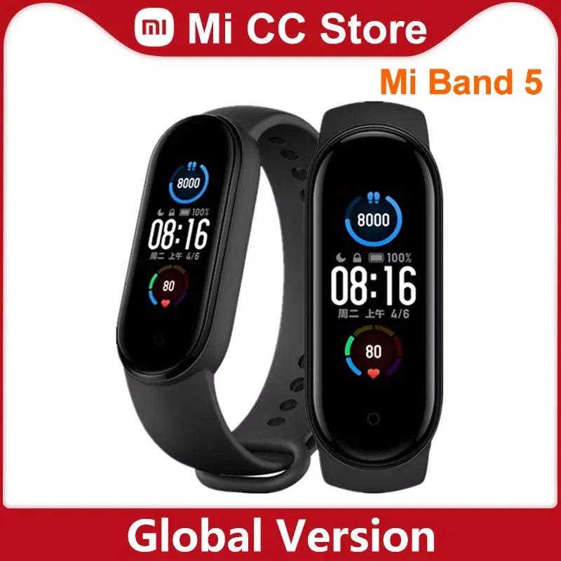 

In Stock Xiaomi Mi Band 5 Sport Wristband Heart Rate Fitness Tracker Bluetooth-compatible AMOLED Screen Smart Band Bracelet