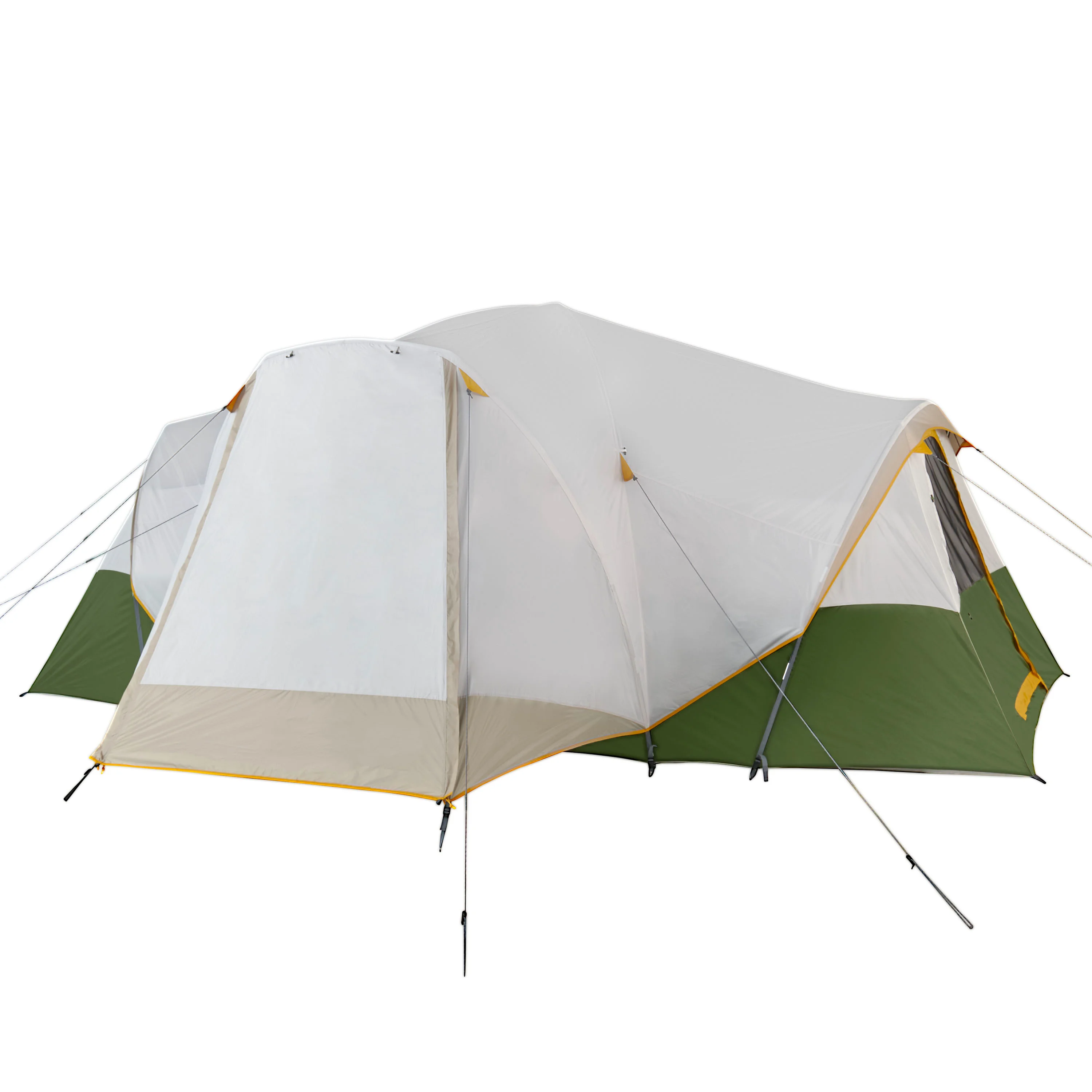 

Гибридная купольная палатка Riverbend на 10 человек, 3 комнаты, светло-белая/зеленая, с полным нахлыстом, вес 26 фунтов. 6 унций.