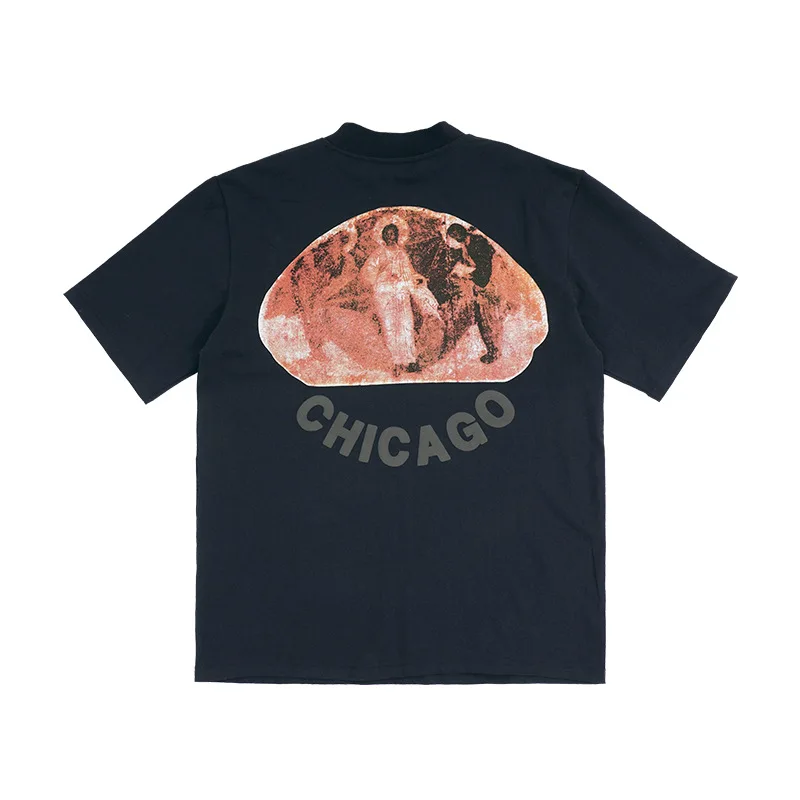 Kanye West CPFM God oil paint oversized t shirt chicago Alphabet foam print T-shirt high street Loose Hip Hop T-Shirt |