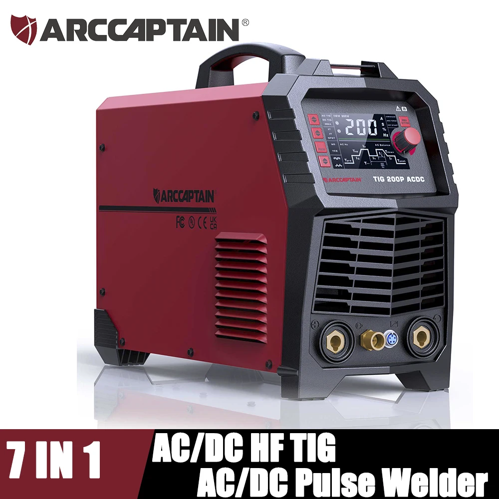 

ARCCAPTAIN TIG Welding Machine AC/DC 200Amp With Pulse Aluminum Square/Triangular Wave/Stick/MMA/Spot MultiProcess Dual 110V220V