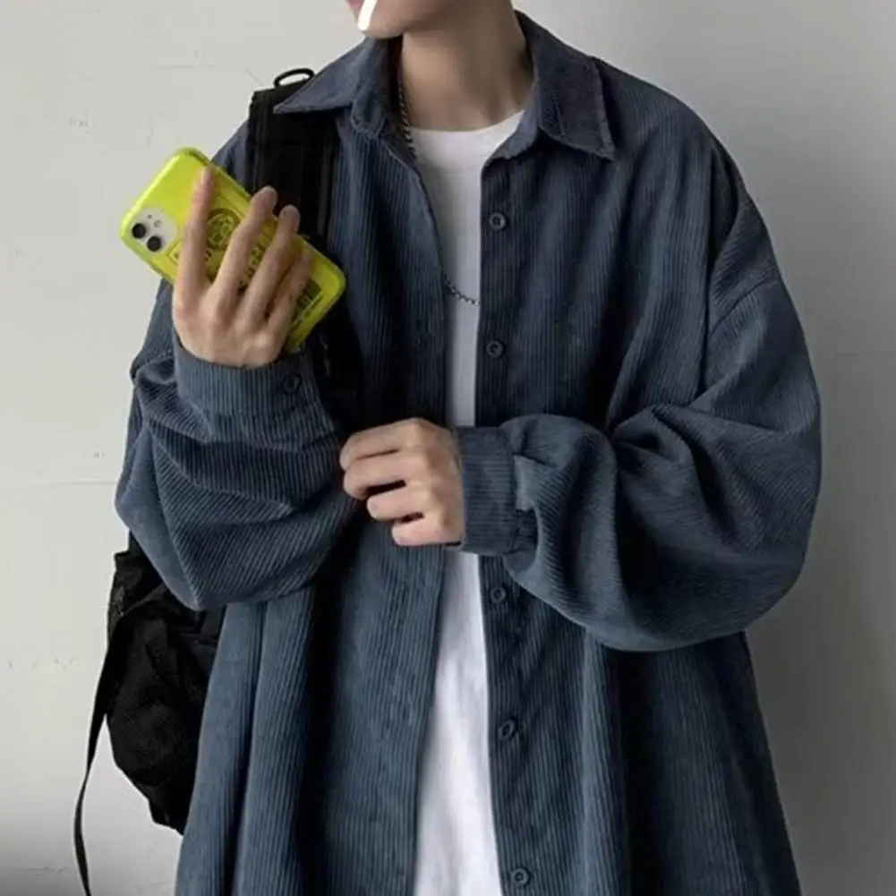 

Рубашка мужская однотонная, шикарная уличная одежда, весна-осень