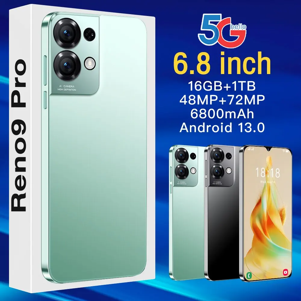 

Global Version Reno9 Pro Smartphone 5G Android 6.8inch HD Full Screen 16GB+1TB Mobile Phones Dual SIM Cards Cell Phone Brand New