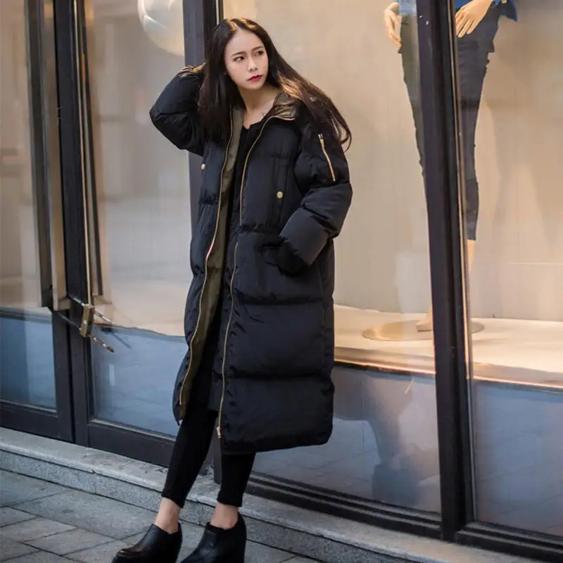 Women Parka Autumn Winter Jacket Warm Thick Long Cotton Coats Black Loose Oversize Hooded Coat Female Oversize Outerwear 2023