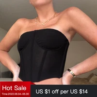 sexy ladies solid tube top women strapless off shoulder tank slim fit best streetwear vacation summer casual short tee