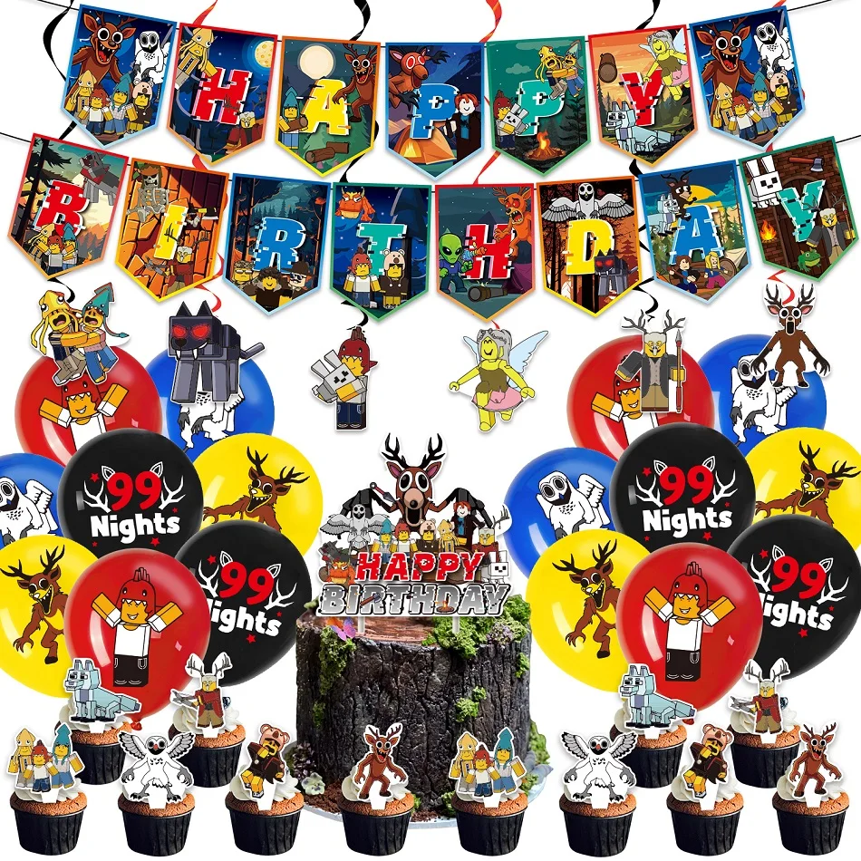 

Набор Для Дня Рождения «Лесная Ночь» (99 Предметов) – Декорации В Стиле Мультяшных Персонажей, Включая Воздушные Шары