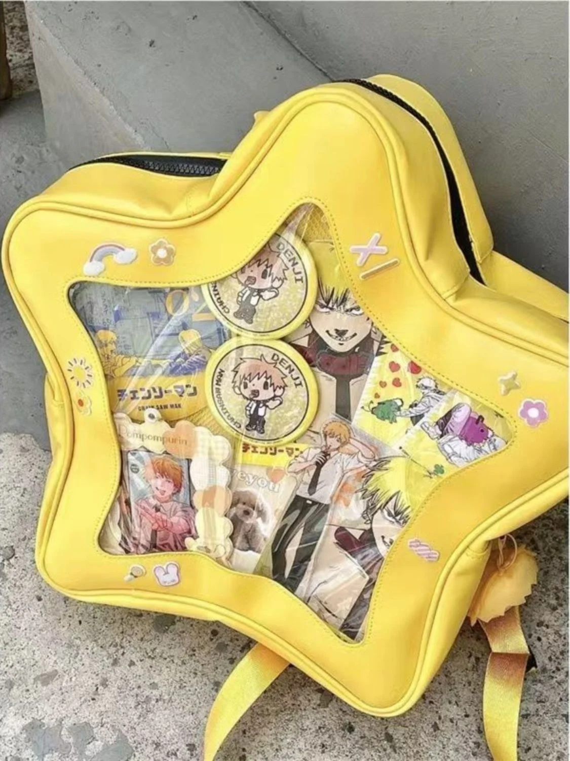

Yellow Star Backpack Y2K Sparkling Laser Crossbody Bag Waterproof Chain Shoulder Bag Cute Girl Kawaii Women Schoolbag Knapsack