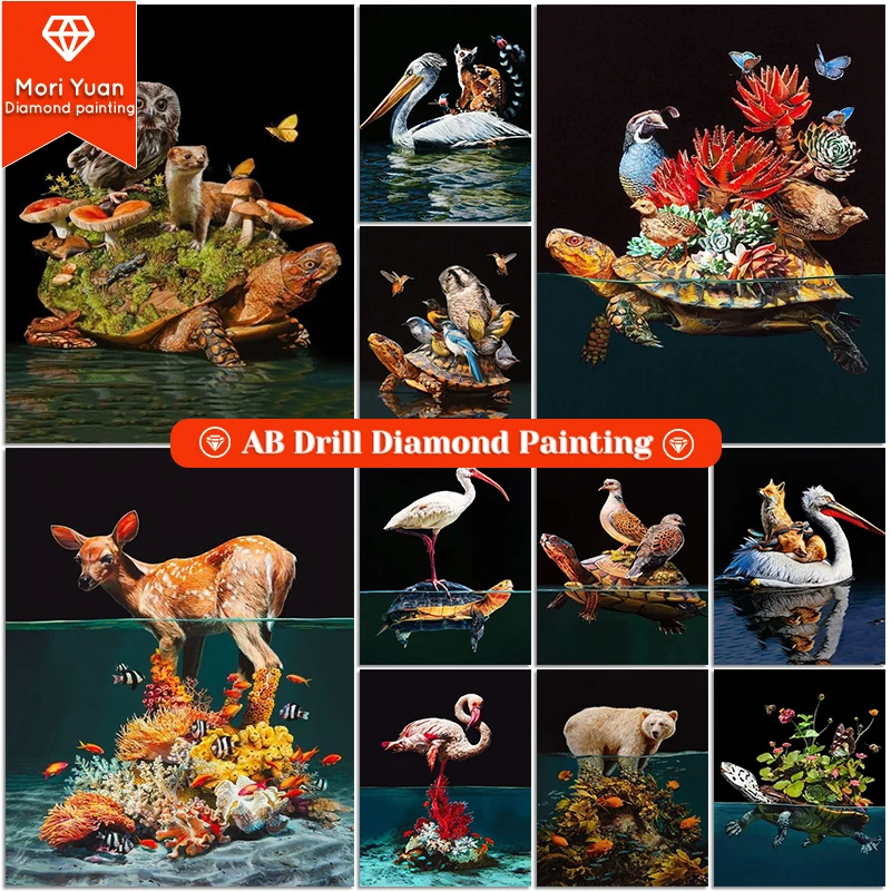 

MoriYuan 5D Diy Diamond Painting AB Mosaic Animal Bird Full Square Round Eeef Art Cross Stitch Kit Diamond Embroidery Home Decor