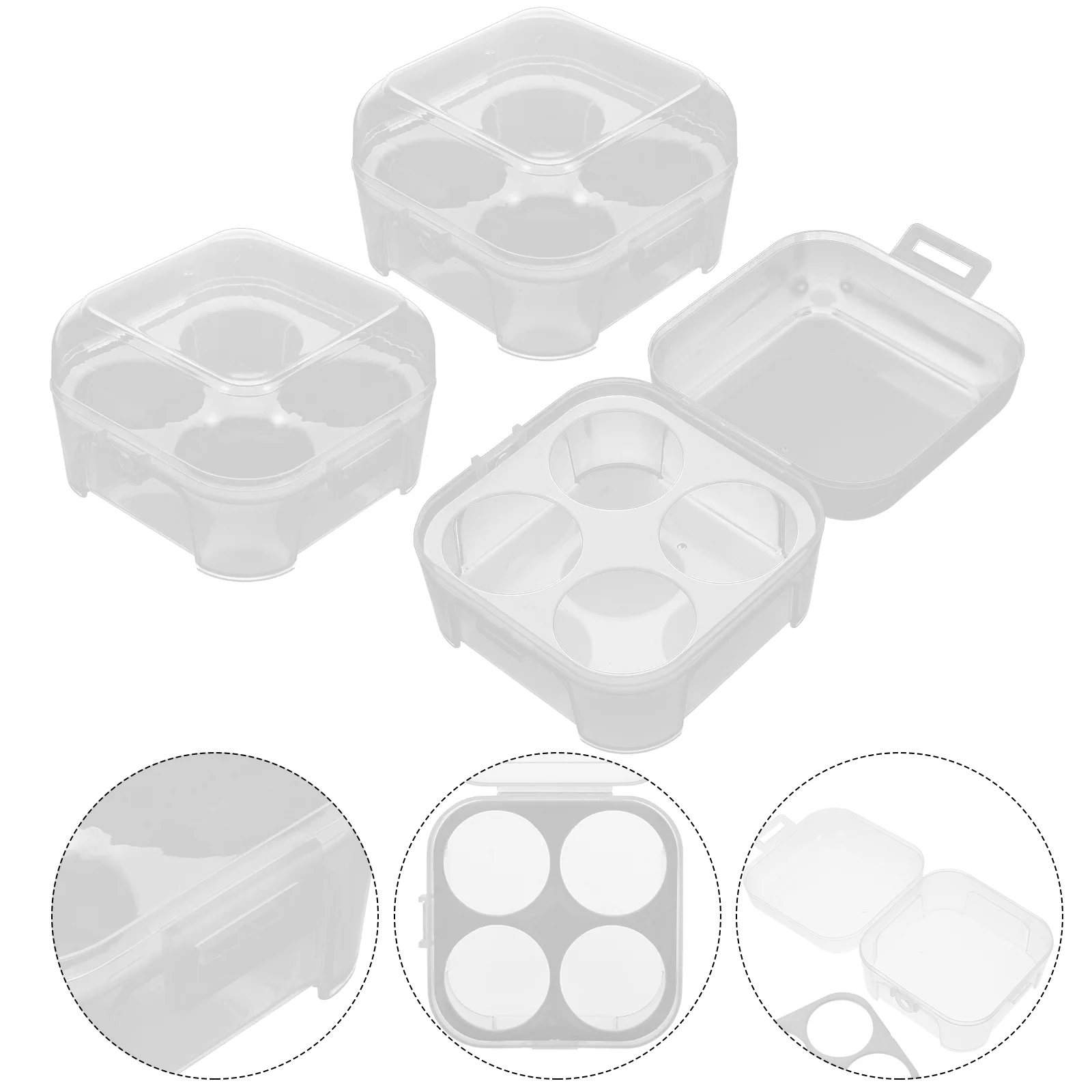 

3pcs Fridge Egg Storage Containers Kitchen Egg Holder 4 Grids Kitchen Egg Tray Refrigerator Storage Container for Freezer