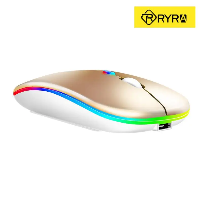 

RYRA перезаряжаемая Bluetooth беспроводная мышь RGB Бесшумная портативная тонкая 2,4G USB мышь для компьютера, ноутбука, планшета, ПК, ноутбука