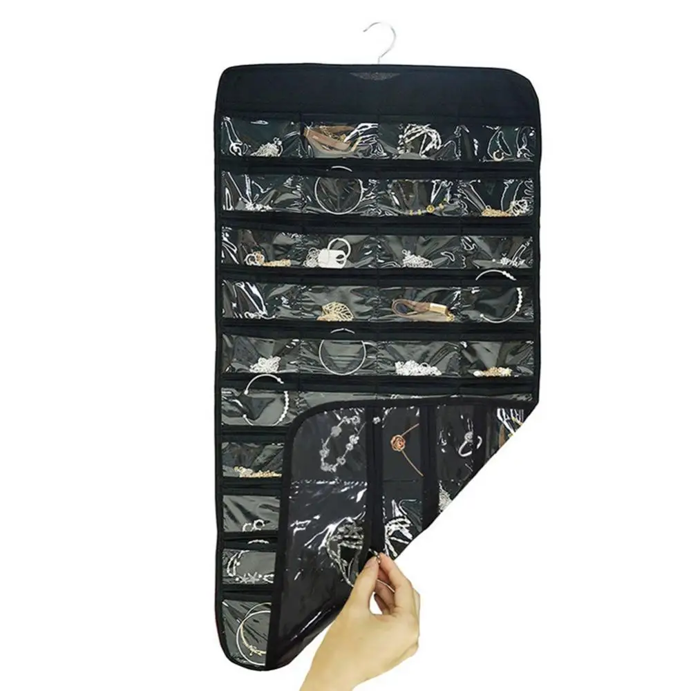 

80 Grids Jewelry Storage Hanging Bag Ring Necklace Earrings Organizer Non-woven Necklace Jewelry Bag Storage Bag