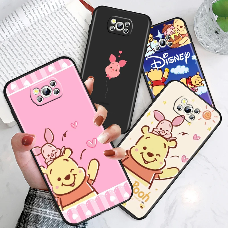 

Disney pooh piglet Cute For Xiaomi Poco M4 X4 GT X3 F3 GT NFC M3 C3 M2 F2 X2 Pro Mi Mix3 Silicone Black Phone Case