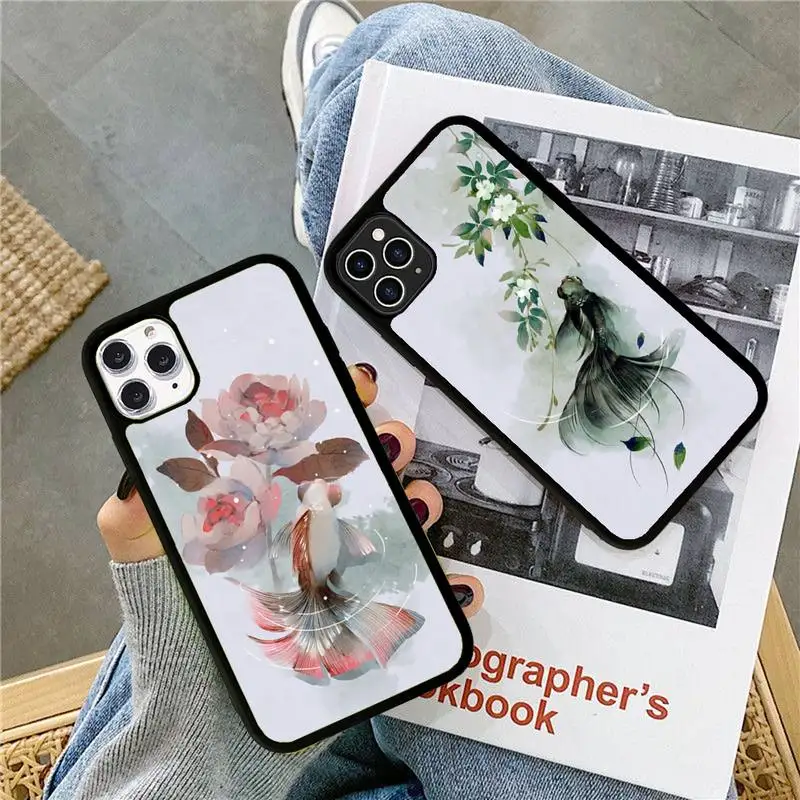 

Fashion Artistic Ink Painting Phone Case Silicone PC+TPU Case for iPhone 11 12 13 Pro Max 8 7 6 Plus X SE XR Hard Fundas