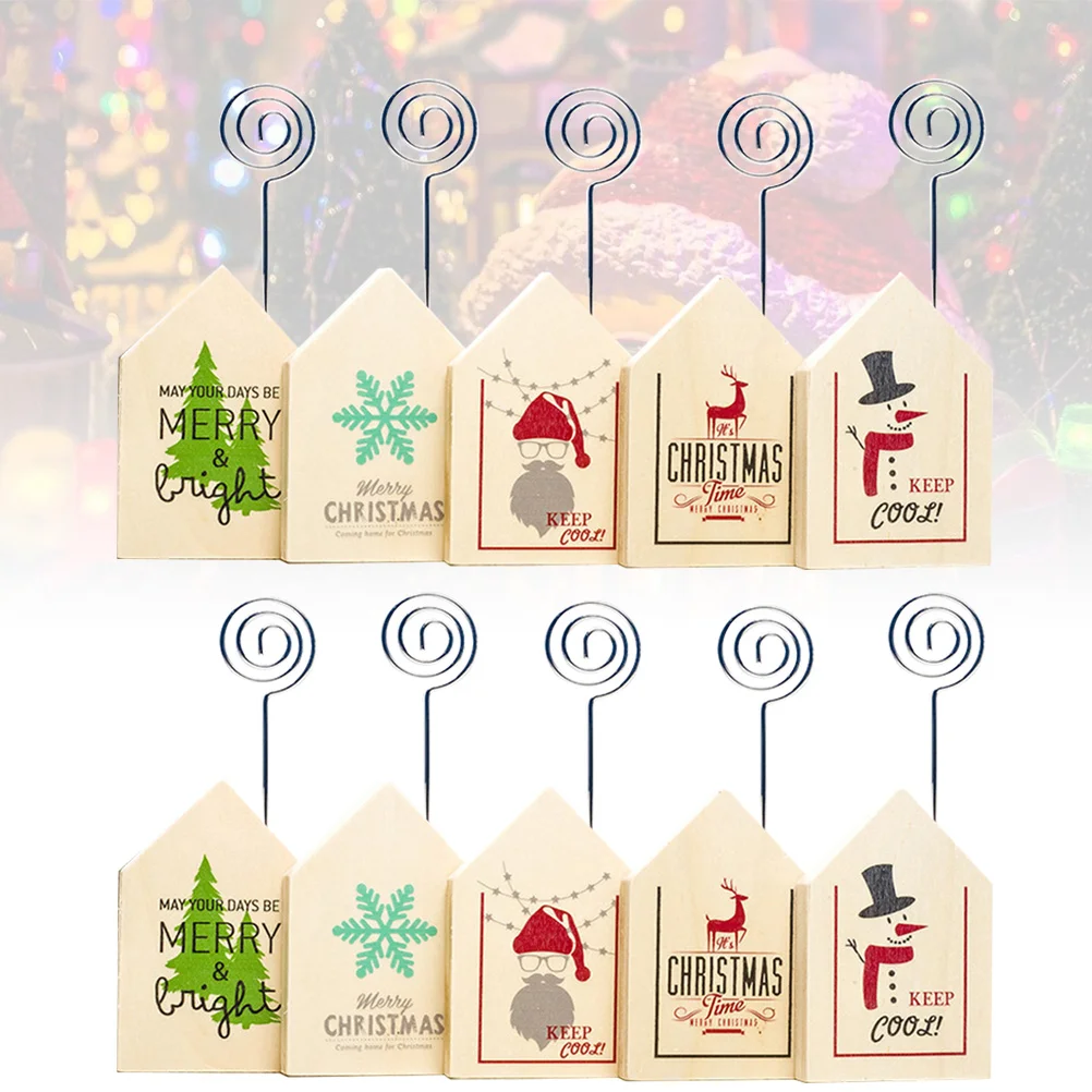 

Holder Stand Table Place Memo Clip Holders Wood Wooden Name Christmas Photo Note Number Holidaybase Message Mini Rustic