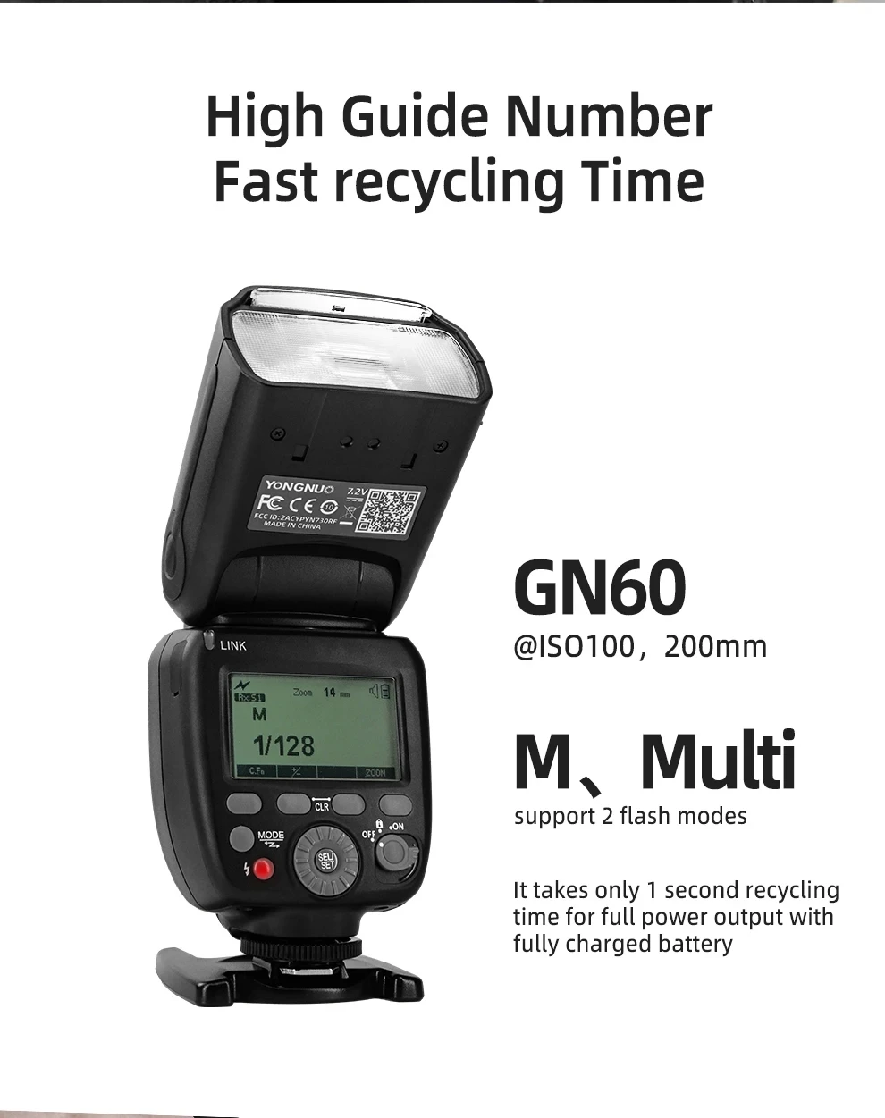 Фото YONGNUO YN730 2,4G GN60 Беспроводная вспышка Speedlite Литий-ионная батарея Вспышка для камеры Canon Nikon Sony Fujifilm Pentax №1