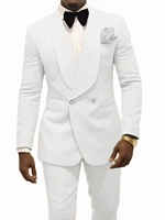 custom made groomsmen white pattern groom tuxedos shawl lapel men suits 2 pieces wedding best man jacketpantstie