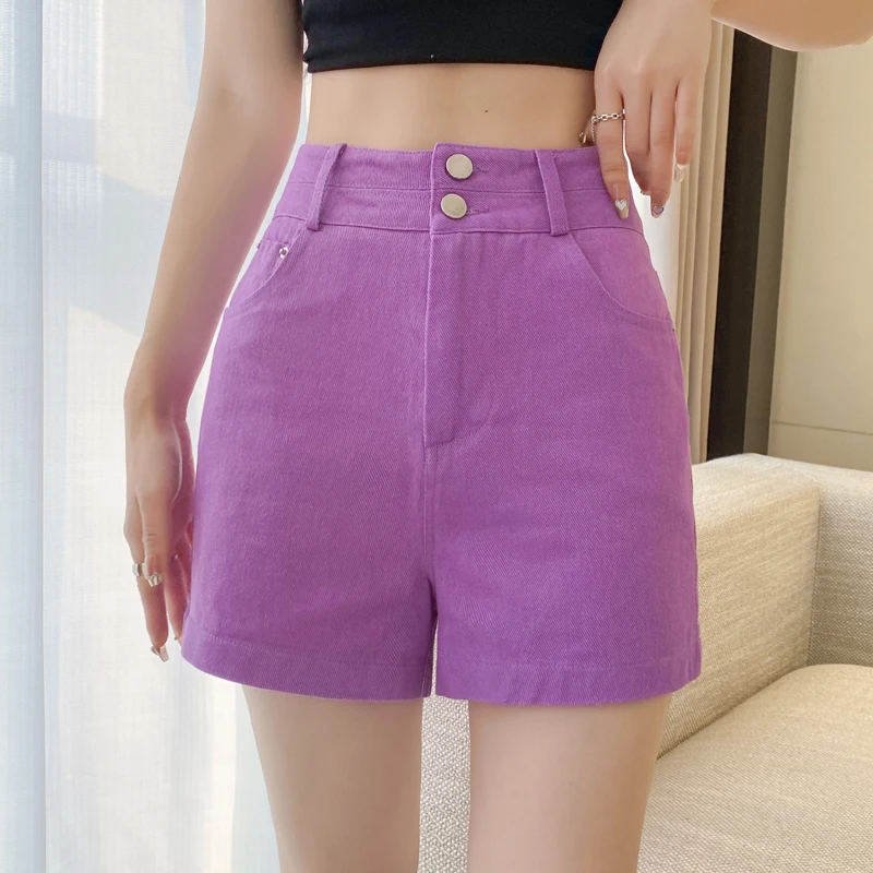 Шорты женские джинсовые с завышенной талией модная уличная одежда яркие милые