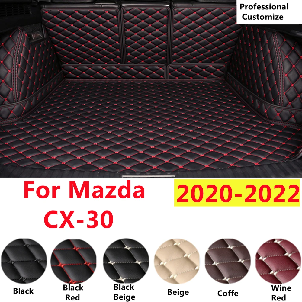 

SJ Full Set Custom Fit For Mazda CX-30 2020-2022 XPE Leather Waterproof Car Trunk Mat Tail Boot Tray Liner Cargo Rear Pad Cover