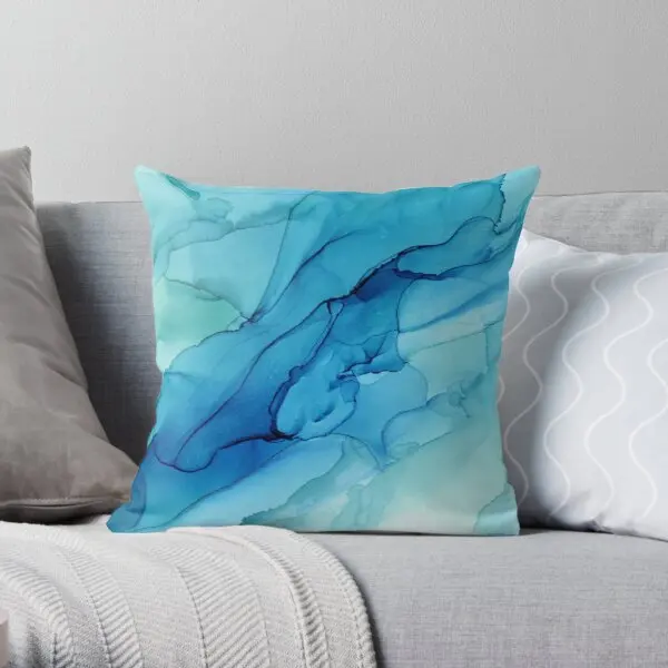 

Blue Emerald Water Ombre Abstract Ink Printing Throw Pillow Cover Home Case Waist Fashion Wedding Decor Pillows not include