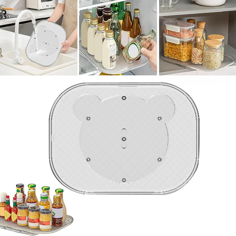 

Turntable Organizer Lazy Susan For Refrigerator 360 Rotatable Rectangle Storage Rack Clear Turntable Rack For Kitchen Cabinet