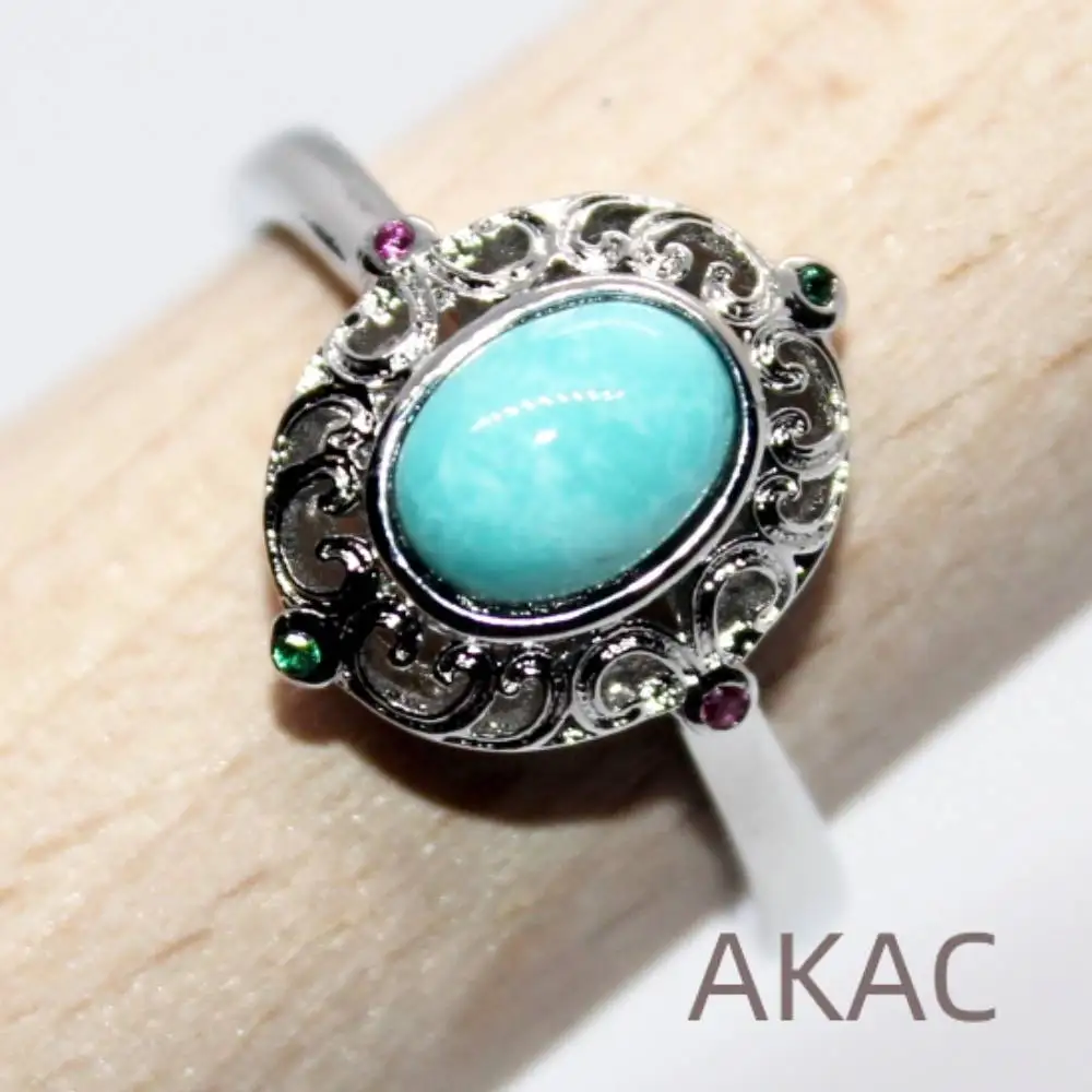 

3rings 100% Natural rare original turquoise white copper adjustable ring stone size approx5*7mm