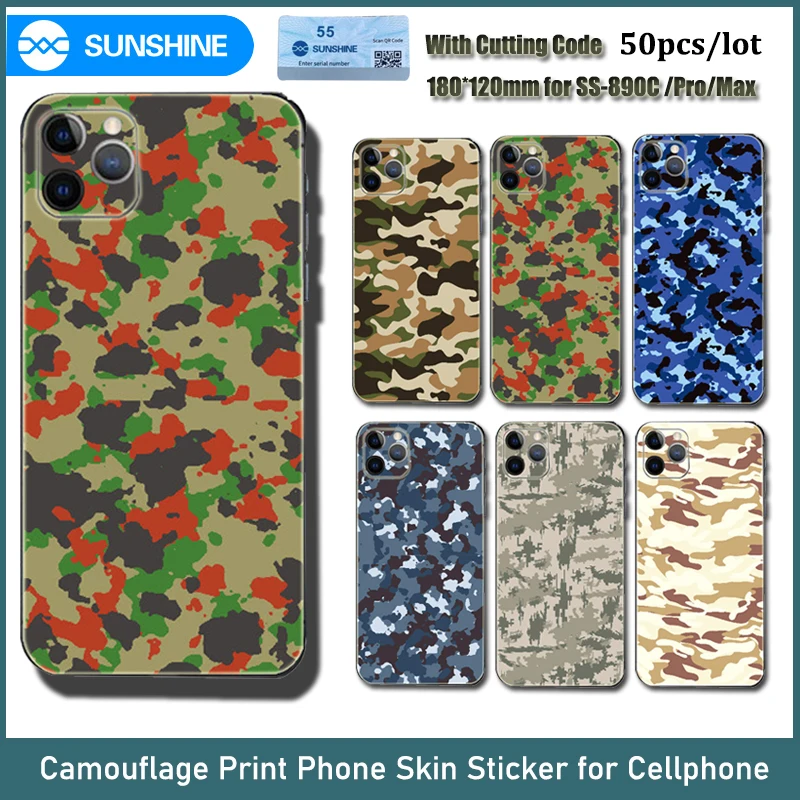SUNSHINE Mobilephone Skins Movies for SS-890C Pro Max Camouflage Print Back Stickers for Hydrogel Film Screen Protector Machine