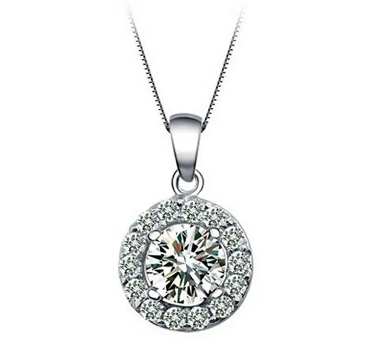 

White Gold Tone Cubic Zirconia Pendant Necklace Jewelry Women Gifts