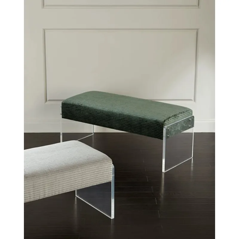 

Customized Acrylic Stool Designer Modern Nordic Bed Tail Stool Light Luxury Net Red Makeup Stool Household Shoe Flat Low Stool