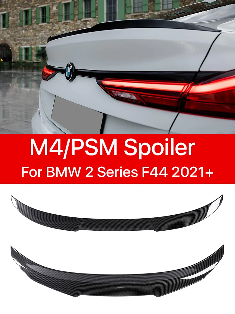 

Glossy Black Rear Lip Bumper Trunk Roof Boot Spoiler M4 PSM Style Wing Tail Kit for BMW 2 Series F44 2021+ Carbon Fiber
