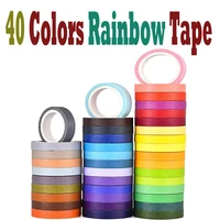 40pcs rainbow washi taper diy scrapbook journal stickers colored masking home decor office stickers stationery home improvement