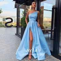 the queen of satin prom dresses victoria sexy side slit formal evening gowns a line wedding guest dress multi color selection