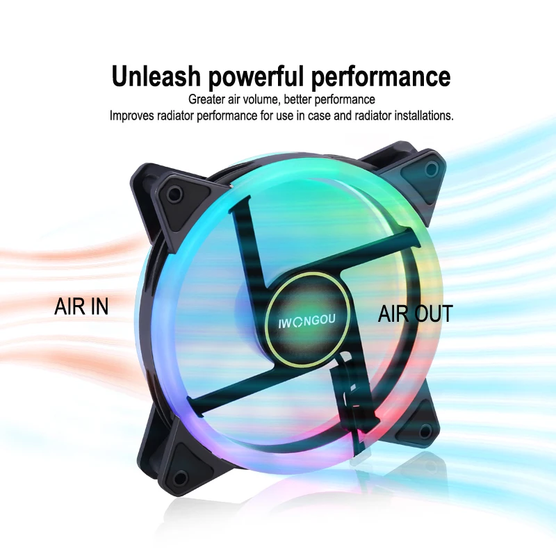 IWONGOU Вентилятор RGB Регулировка PWM 120 мм ПК Компьютерный Кулер Argb Case Для Двойное