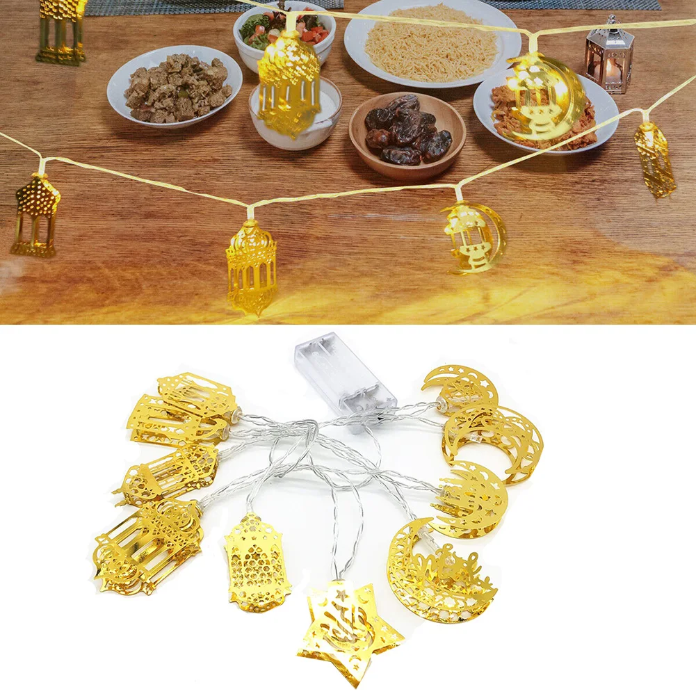 

Eid Mubarak Decoration Gold Banner Star Moon Ceiling Hanging Ornament Ramadan Kareem Islam Muslim Party Supplies Home Decor