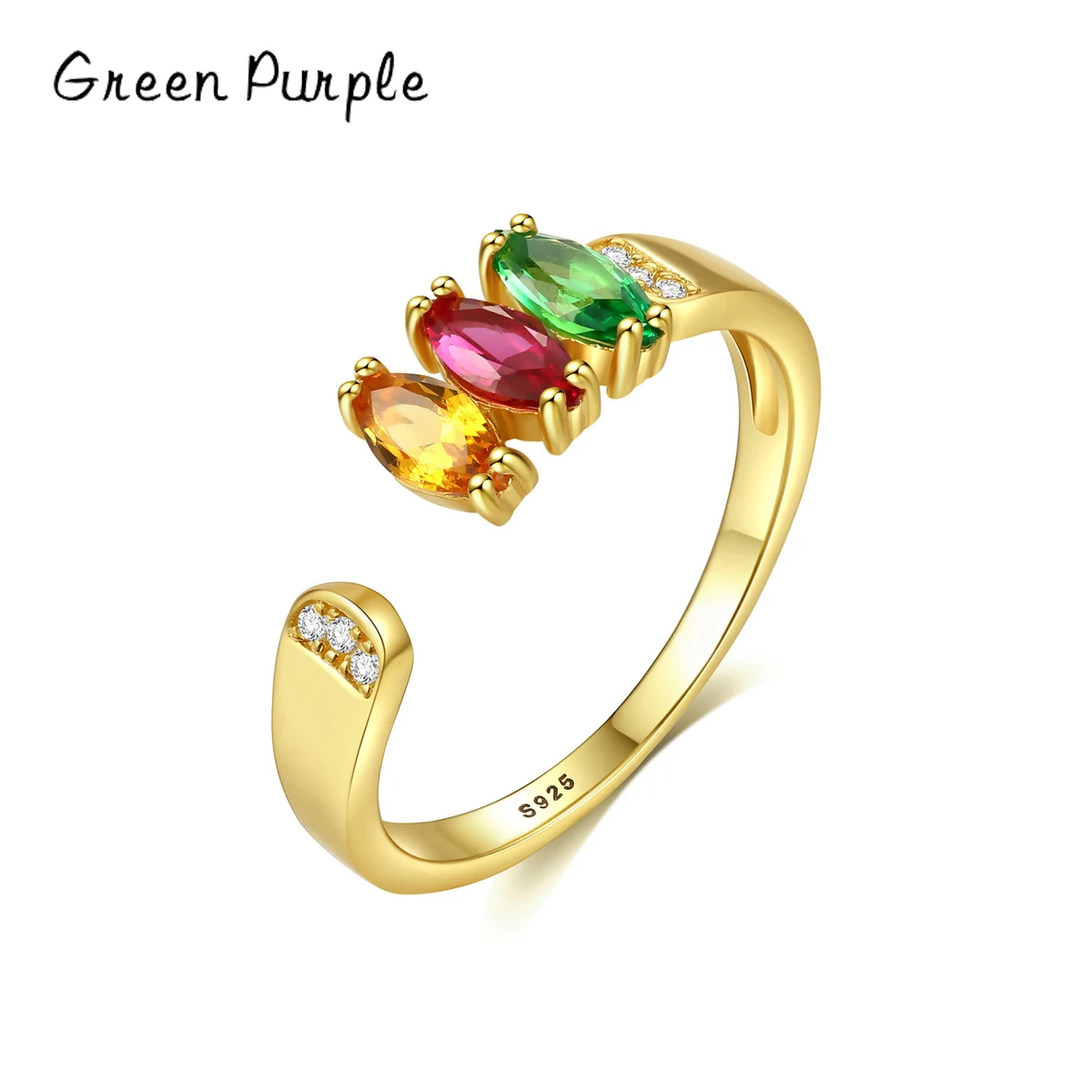 

Real 925 Sterling Silver Heat Rainbow Colorful Zircon Finger Rings For Women Adjustable Rings Wedding Engagement Jewelry Anelli