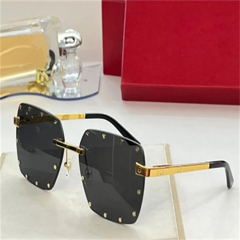 

Funky Sunglasses For Men and Women Summer 8157 Style Anti-Ultraviolet Retro Plate Metal Square Frameless Retro Eyewear With Box